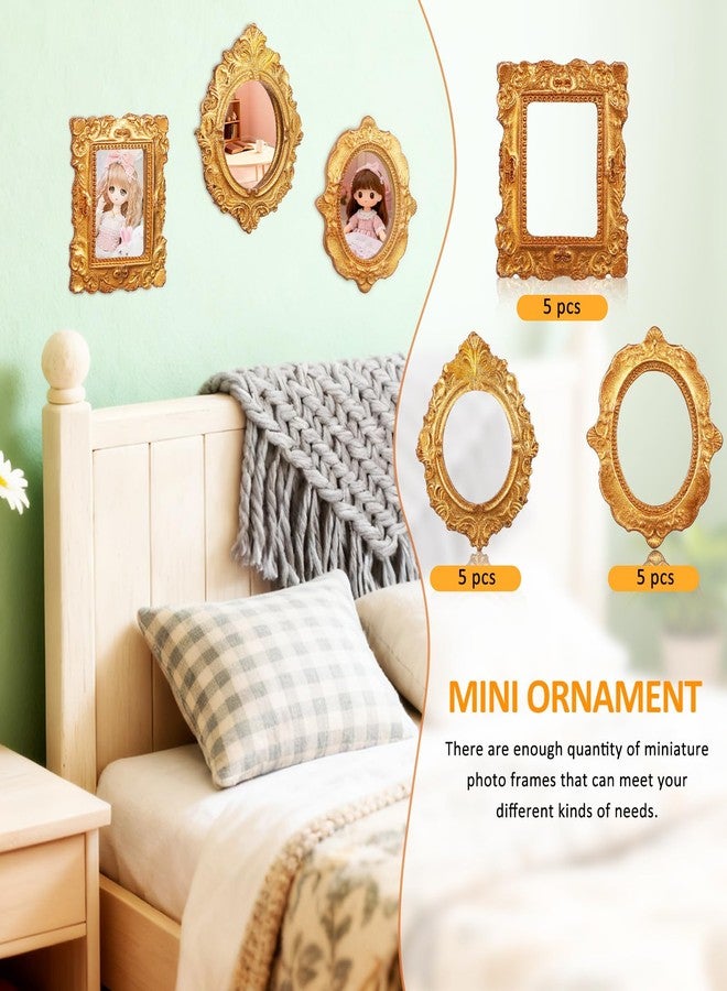 Sewroro 18Pcs Miniature Picture Frames Vintage Mini Frame Craft Supplies for Dollhouse Decor Small Frames Miniature Picture Frames for Tiny Wall Accents Bedroom Living Room Bathroom - Image 3
