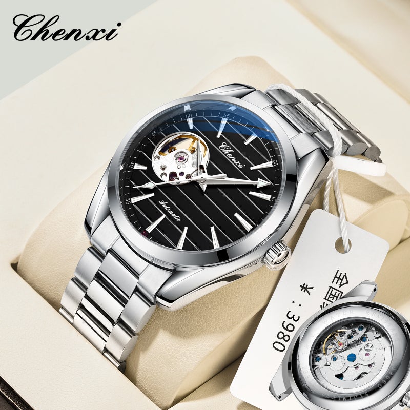 Dawn Business Men'S Automatic Hollow Mechanical Watch Live Factory Steel Belt Fashion Mechanical Watch - Image 2