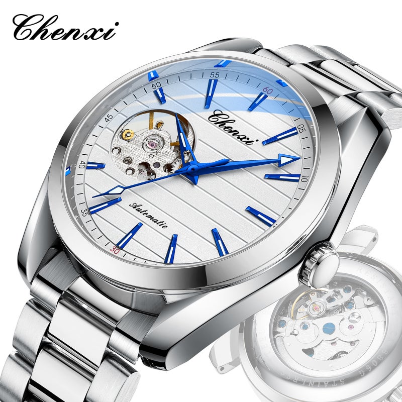 Dawn Business Men'S Automatic Hollow Mechanical Watch Live Factory Steel Belt Fashion Mechanical Watch - Image 4