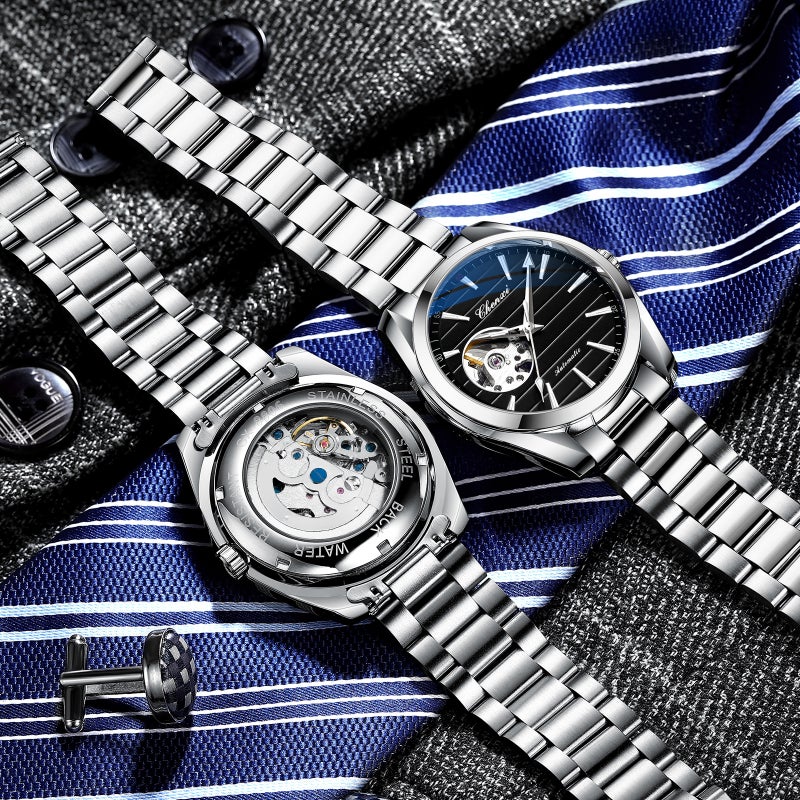 Dawn Business Men'S Automatic Hollow Mechanical Watch Live Factory Steel Belt Fashion Mechanical Watch - Image 5