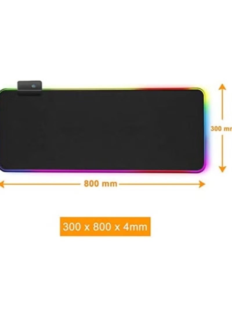 Huitich RGB Gaming Mouse Pad 300×800×3mm – Plain Black Oversized Luminous Desk Mat - Image 4