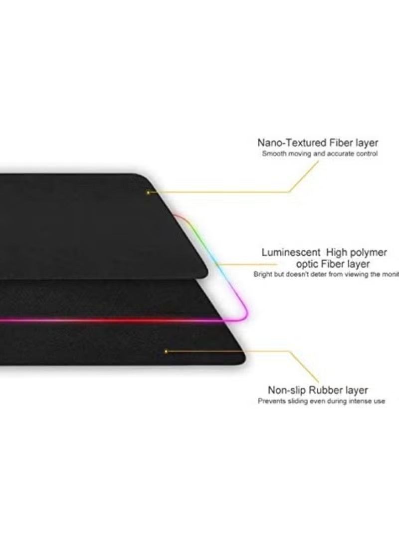 Huitich RGB Gaming Mouse Pad 300×800×3mm – Plain Black Oversized Luminous Desk Mat - Image 3