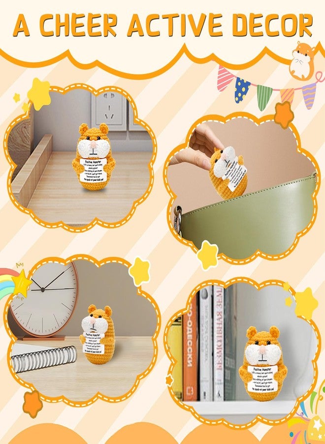JULEASEL Mini Positive Crochet Animals Funny Crochet Hamster Emotional Crochet Animals Knitted Doll with Positive Card Cute Hammie Gift for Friends, Coworkers - Image 5