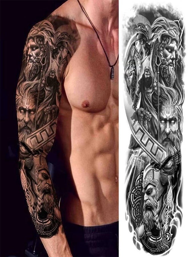 Happy D Realistic Tribal Eye Rudder Temporary Tattoo For Men Women Adult Black Sleeve Lion Tatoos Sticker Warrior Fake Flower Tattoos - Image 1