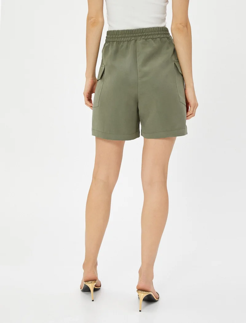 كوتون Cotton Cargo Shorts Modal Blend Pocket Tie Waist