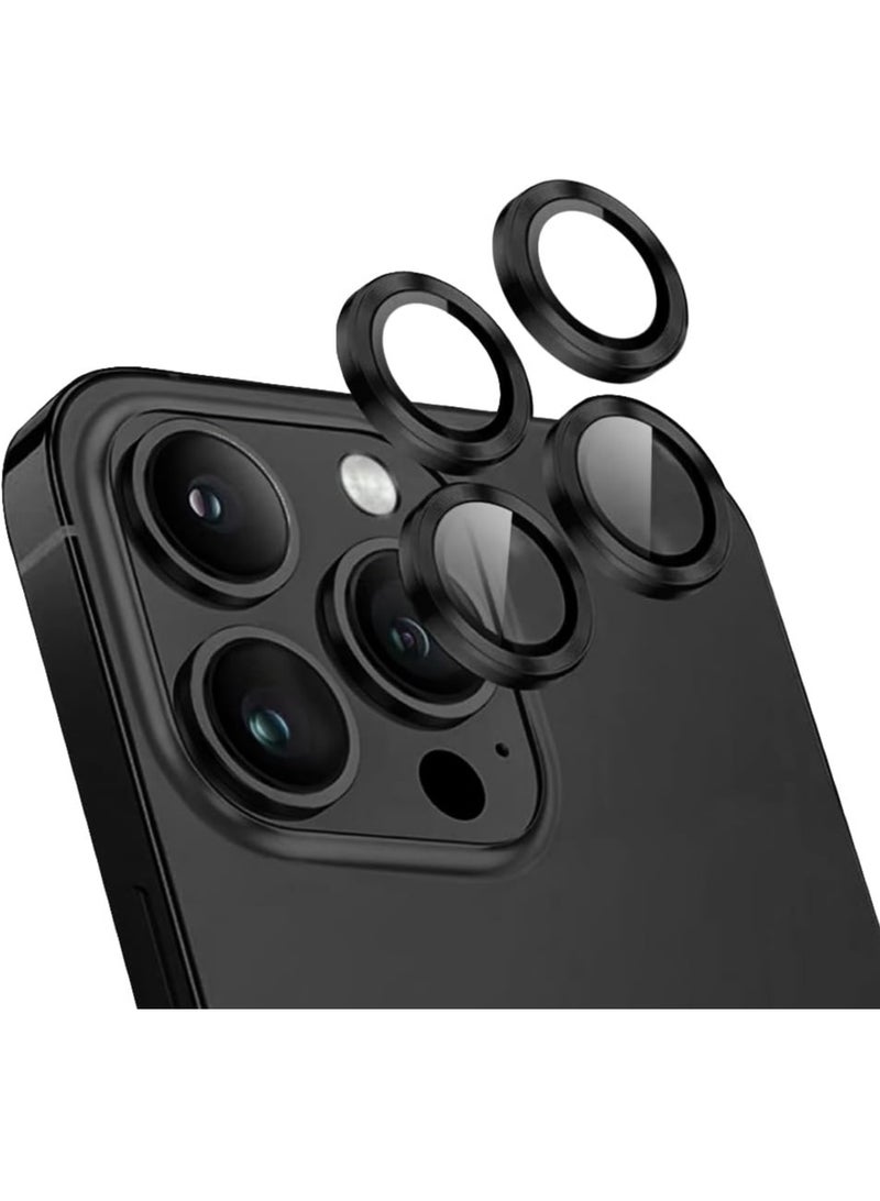 إلترازون Camera Lens Screen Protector for iphone 15 Pro/iphone 15 Pro Max 2023, 9H Transparent Camera Tempered Glass Grade Protective Cover (Black) - Image 1