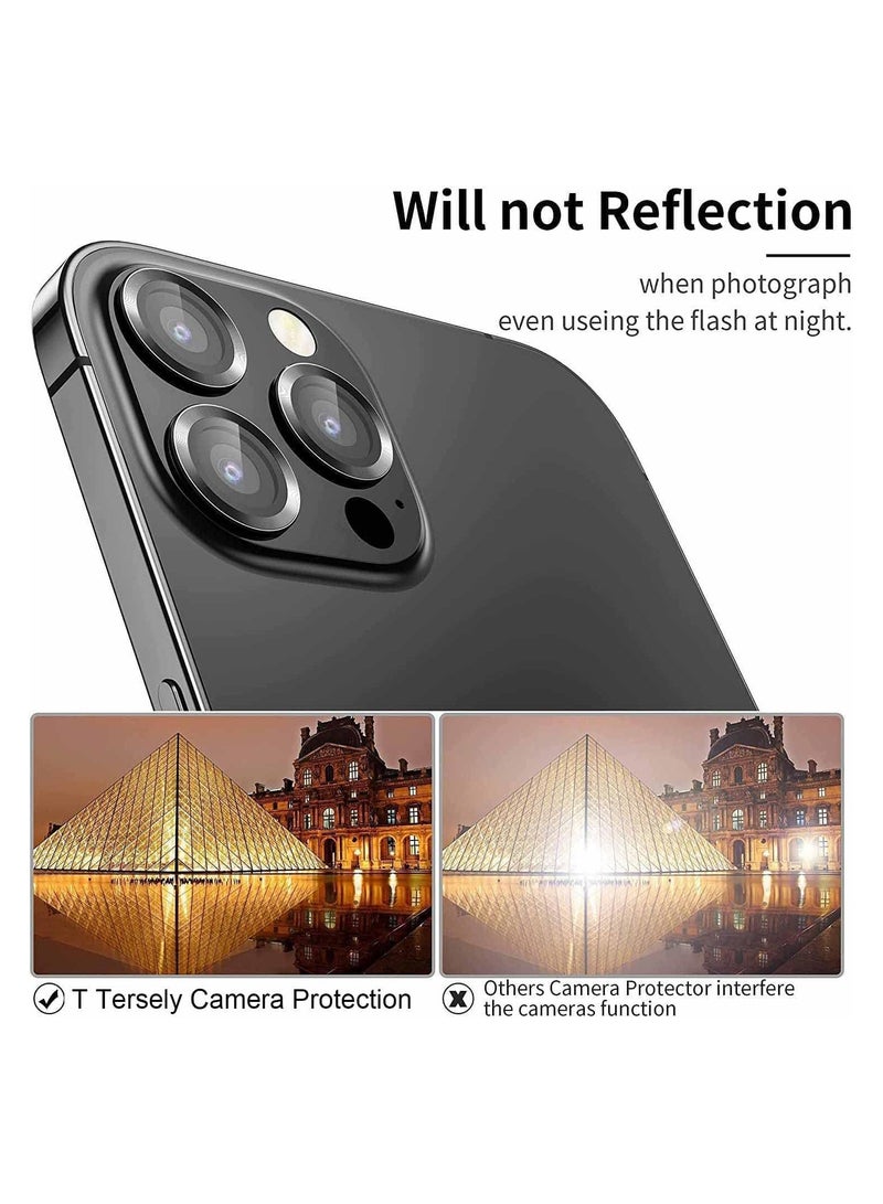 إلترازون Camera Lens Screen Protector for iphone 15 Pro/iphone 15 Pro Max 2023, 9H Transparent Camera Tempered Glass Grade Protective Cover (Black) - Image 2