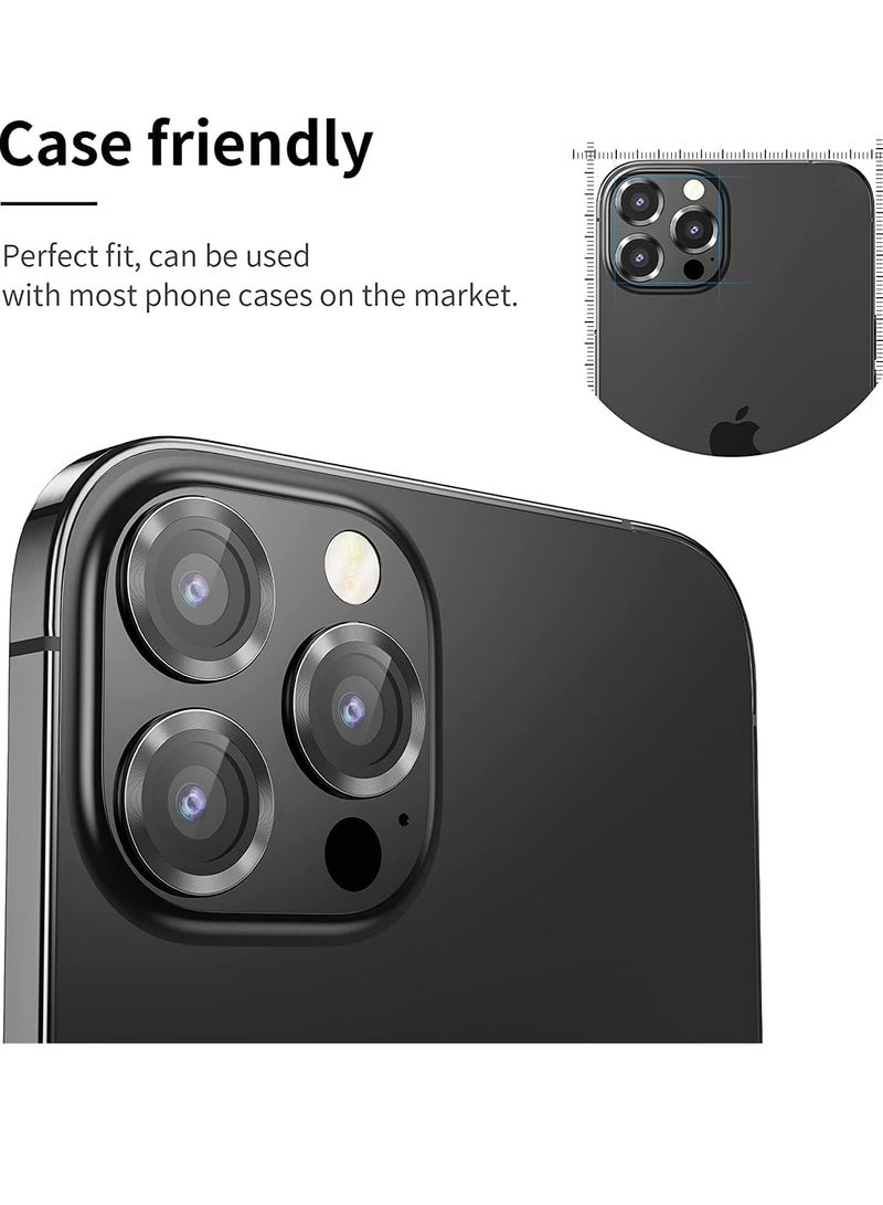 إلترازون Camera Lens Screen Protector for iphone 15 Pro/iphone 15 Pro Max 2023, 9H Transparent Camera Tempered Glass Grade Protective Cover (Black) - Image 3