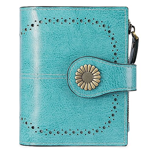 SENDEFN Small Womens Wallet Leather Bifold Card Holder RFID Blocking with Zipper Coin Pocket - Image 1
