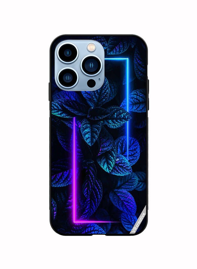 VR CREATIVE Protective Case Cover For Apple iPhone 14 Pro Max Blue Foliage Plants Neon Design Multicolour - Image 1