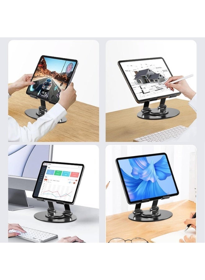 Portable, easy-to-use - versatile, 360° rotating stand- foldable and adjustable-made of aluminum- suitable for iPads, tablets- and laptops- ideal for home, bed- and car - Image 2