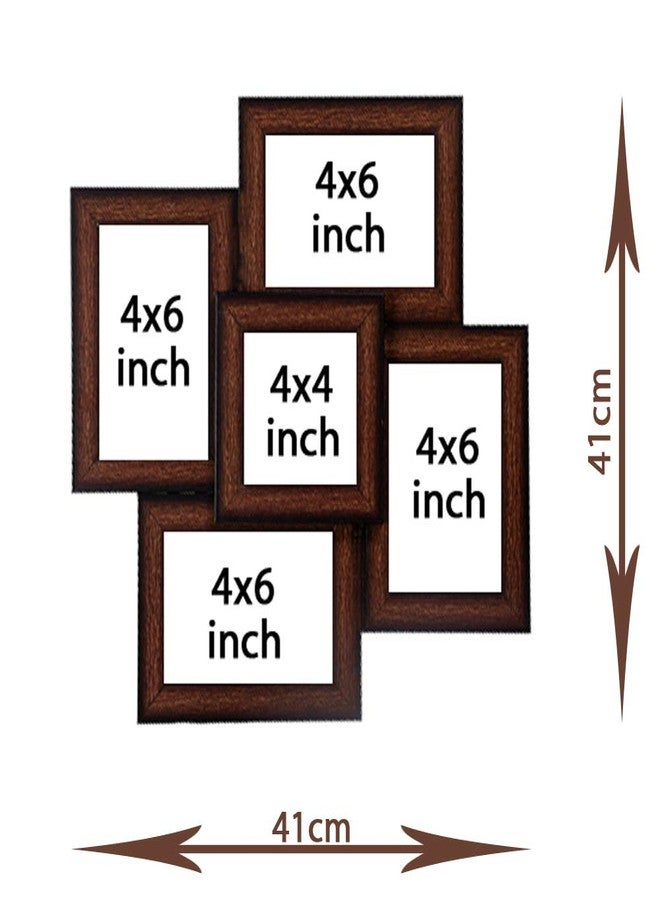 i2 Frames Wall Hanging Collage Photo Frame - Brown Set of 5 - Image 3