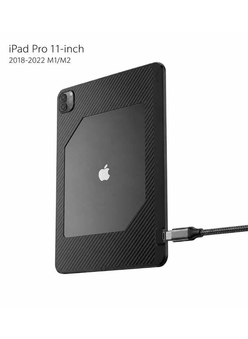 piva ‏PIVA Gaming 2-in-1 iPad Protective Case with FPC Tail Plug, PD 100W Fast Charging, 10Gbps Data Transfer, 4K 60Hz Video Output, Carbon Fiber TPU Cover, Magnetic Cooler Compatible for ( iPad Pro 11-inch 2018->2022) ( M1/M2 ) - Image 1