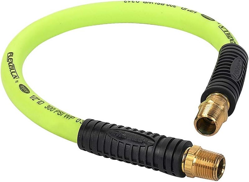 Flexzilla Swivel Whip Air Hose, 1/2 in. x 2 ft., Heavy Duty, Lightweight, Hybrid, ZillaGreen