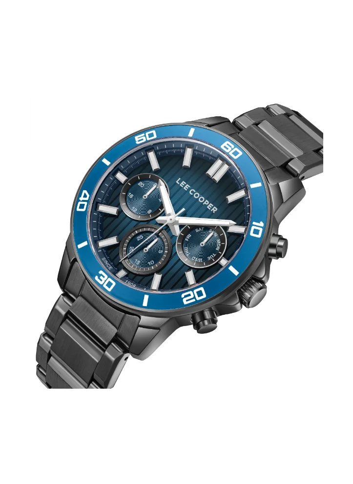 Lee Cooper LEE COOPER LC08106.090 Men's Multi Function Display Watch & Metal Strap Gray