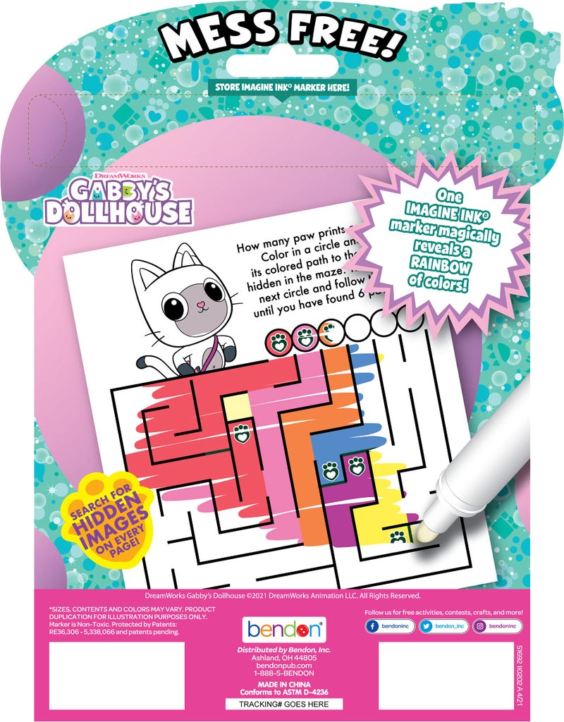 Bendon Imagine Ink Coloring Game Book, Magic Ink Pictures, Mess Free Marker (Gabby's Dollhouse) - Image 3