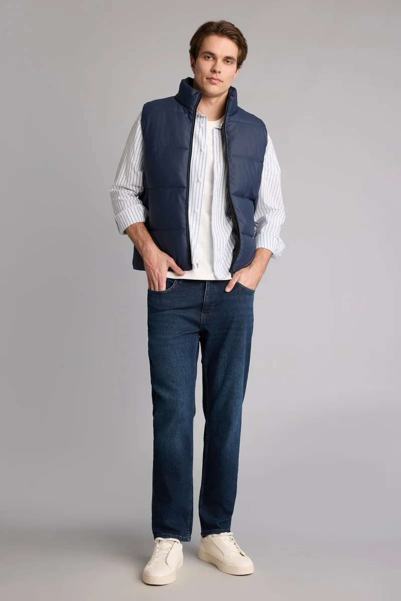 Defacto Waterproof Slim Fit Faux Leather Puffer Vest