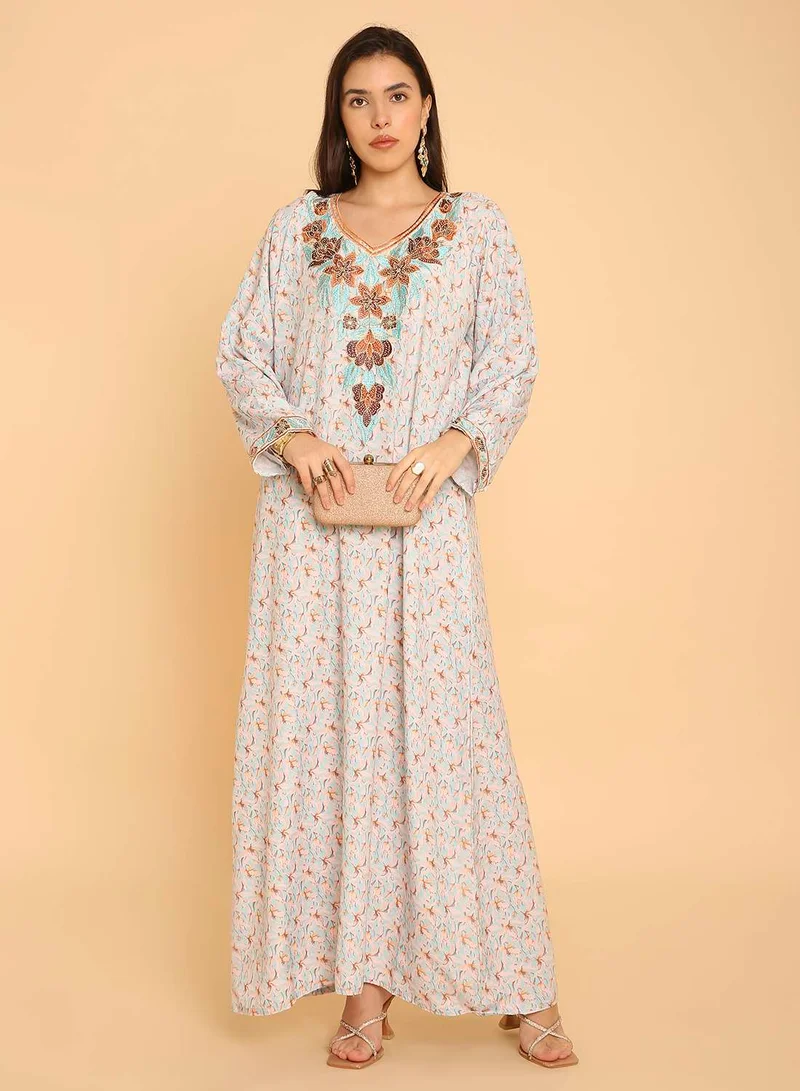 HANA & SARA Long comfy & stylish arabic  jalabiya dress for women with unique stone work