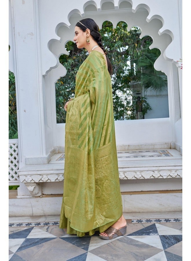 Glory Sarees Women‚Äôs Organza Silk Woven Saree With Blouse Piece (Organza_SIlk101_Pista) - Image 4