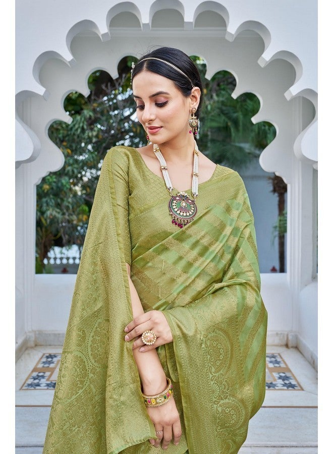 Glory Sarees Women‚Äôs Organza Silk Woven Saree With Blouse Piece (Organza_SIlk101_Pista) - Image 3