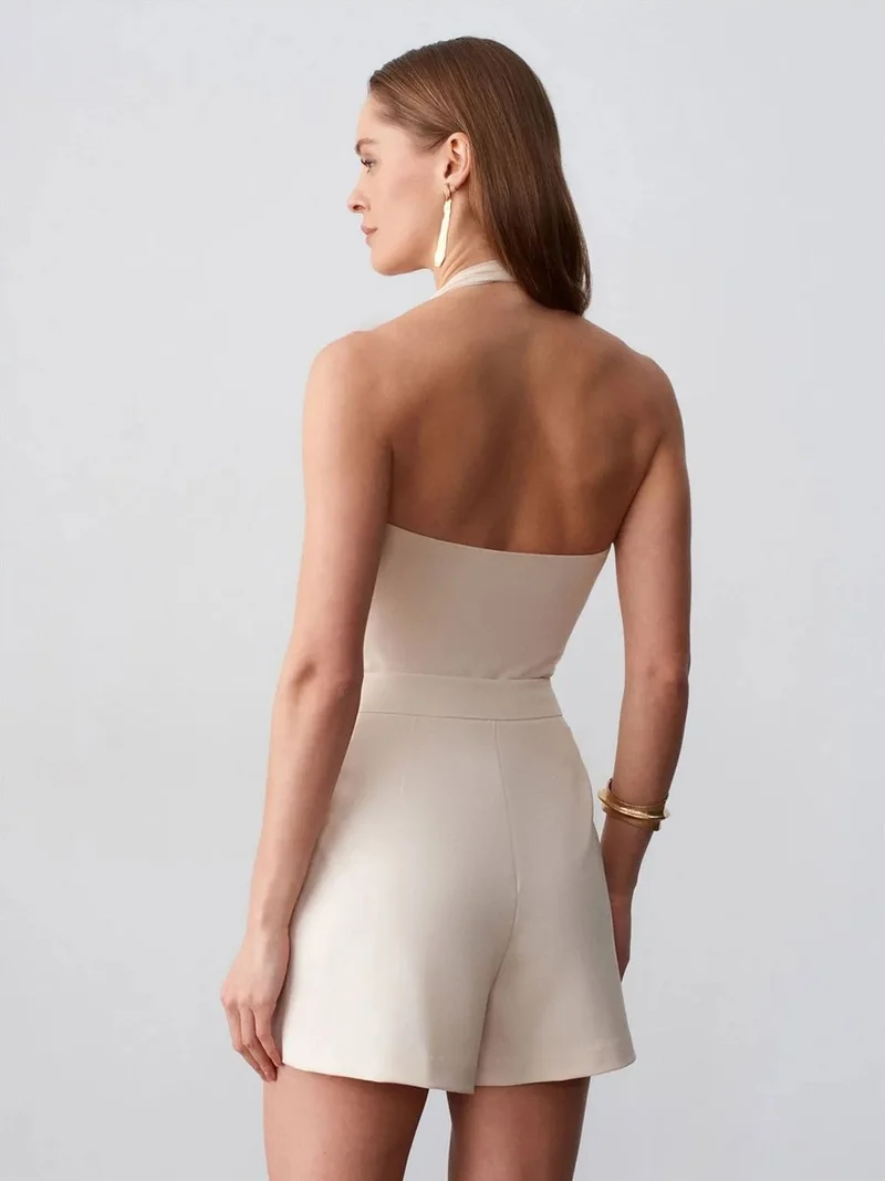 Dilvin DILVIN Halterneck Cut-Out Slim Fit Blouse