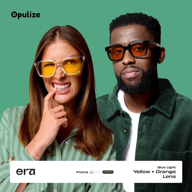 OPULIZE ERA Blue Light Glasses for Women Men, Oversized Frame with Clear Yellow & Orange Lens and UV400 Protection, Anti-Reflective & Anti-Glare, Computer & Screen Glasses, Clear (Pack of 3) - Image 2