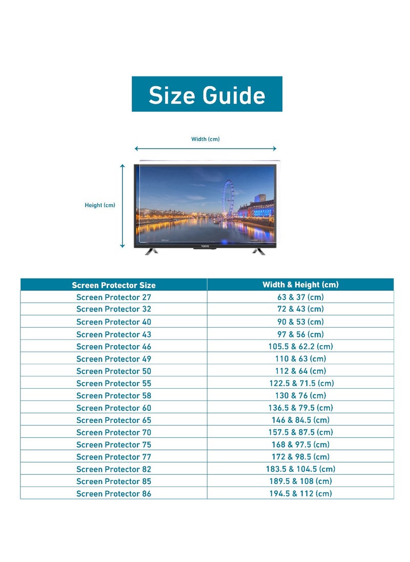 Sea Technology - 50 Inch Tv Screen Protector, Made of Solid Acrylic Material with a Thickness of 3 mm, Anti Blue light, Anti Scratches, Guard against Radiation, Compatible with all Types of Tv screens - Image 1