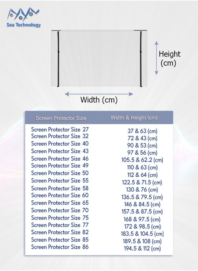 Sea Technology - 50 Inch Tv Screen Protector, Made of Solid Acrylic Material with a Thickness of 3 mm, Anti Blue light, Anti Scratches, Guard against Radiation, Compatible with all Types of Tv screens - Image 1