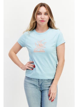 VANS Women Crew Neck Short Sleeve Graphic Print Top, Light Blue  - Image 1