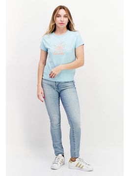 VANS Women Crew Neck Short Sleeve Graphic Print Top, Light Blue  - Image 2