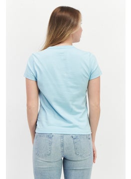VANS Women Crew Neck Short Sleeve Graphic Print Top, Light Blue  - Image 4