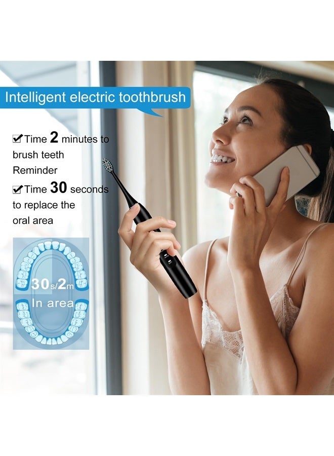 KINGHEROES Electric Toothbrush Set, Comes with 8 Brush Heads & Travel Case,4 Modes with 2 Minutes Built in Smart Timer, One Charge for 60 Days, 42000 VPM Motor (Black) - Image 4