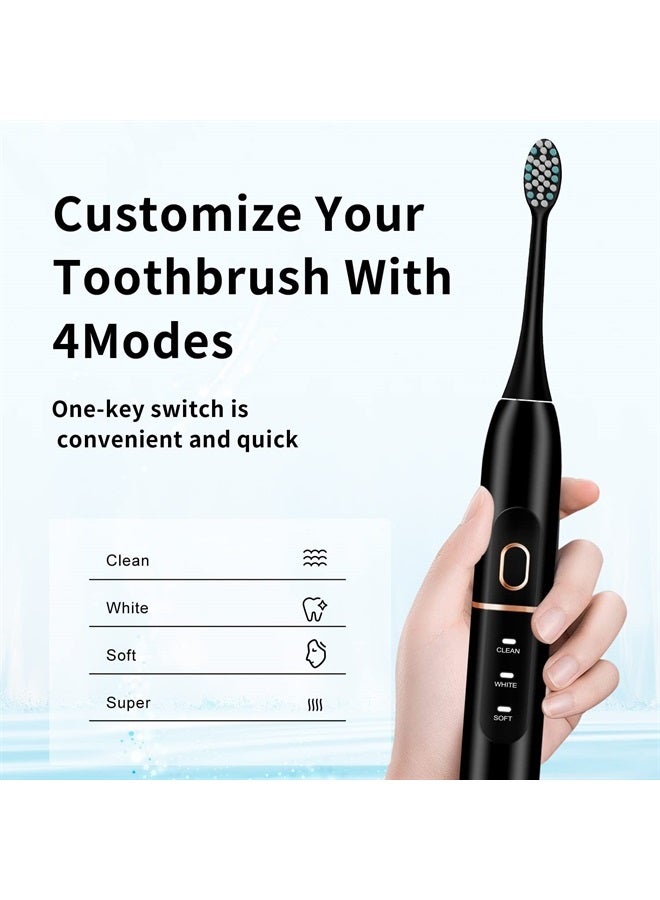 KINGHEROES Electric Toothbrush Set, Comes with 8 Brush Heads & Travel Case,4 Modes with 2 Minutes Built in Smart Timer, One Charge for 60 Days, 42000 VPM Motor (Black) - Image 5