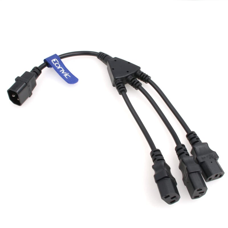 Eonvic IEC 320 C14 Male to 3 x C13 Female Y Splitter Power Cable 1ft - Image 3