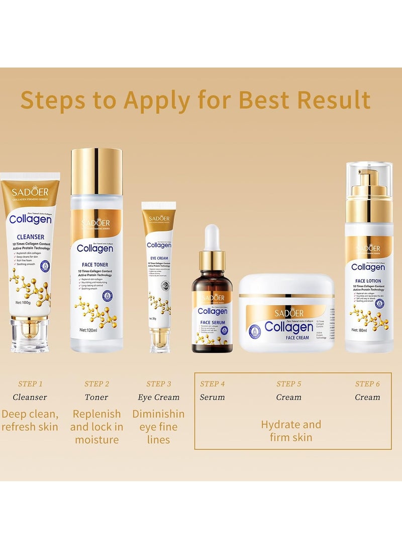 SADOER Collagen Anti-Wrinkle Essence Care Moisturizing Body Lotion Hydrating Toner Whitening Cream Facial Cleanser Anti Aging Eye Cream - Image 4