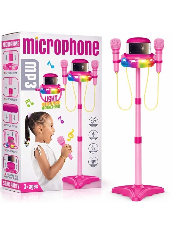 STORE 7 🎤 Professional Kids Microphone with Adjustable Stand and Headphones – Karaoke Toy for Girls with Colorful LED Lights and MP3 Support – High-Quality Singing Microphone for Kids – Educational and Entertaining Musical Toy for Girls 3+ Years - Image 3