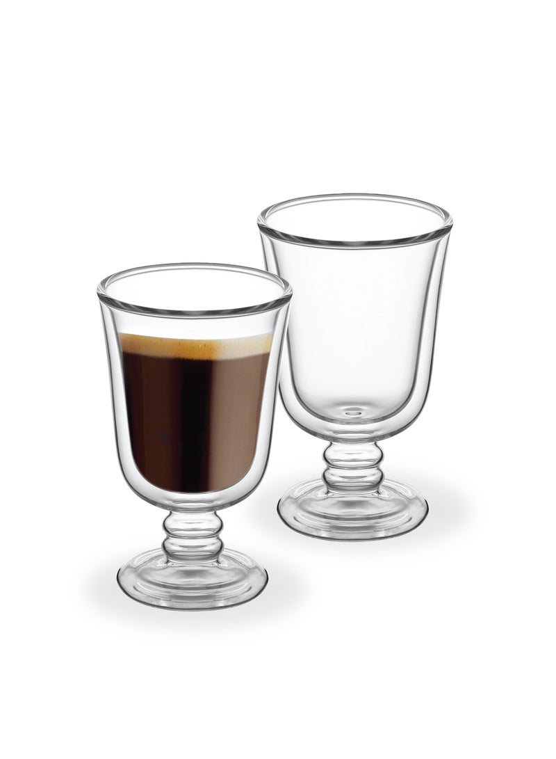 BLACKSTONE Double-Wall Glass with Stand Set of 2 Suitable for Coffee Iced Tea Ice Cream DG960 200ML Capacity - Image 1