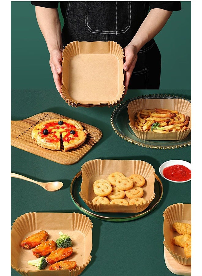 100Pcs Air Fryer Disposable Paper Liner Air Fryer Liners Square Baking Paper for Air Fryer Water-proof Parchment Paper for Baking Roasting Microwave - Image 4