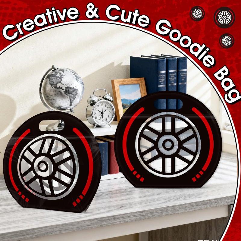 AKAIXI 24pcs Race Car Wheels Snack Bags with Handles Reusable Sealed Stand-Up Goodie Bags, Racing Themed Gift Bags Candy Bags for Birthday Parties, Bulk Party Favor Bags Treat Bags for Sports Racing Events - Image 4