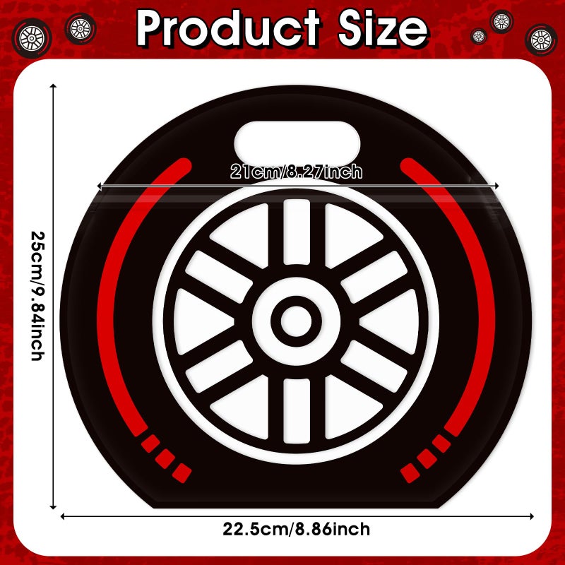 AKAIXI 24pcs Race Car Wheels Snack Bags with Handles Reusable Sealed Stand-Up Goodie Bags, Racing Themed Gift Bags Candy Bags for Birthday Parties, Bulk Party Favor Bags Treat Bags for Sports Racing Events - Image 2