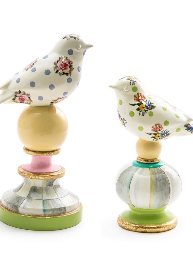 mackenzie childs Wildflowers Bird Topiaries - Set of 2 - Image 1