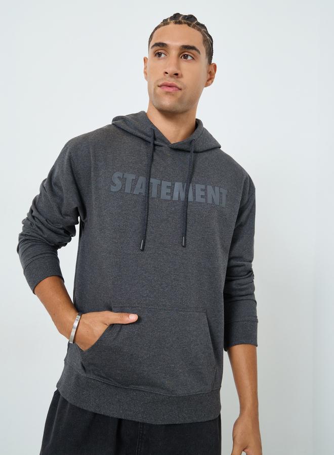 Styli Men Charcoal Relaxed Fit HD Print Hoodie - Image 1