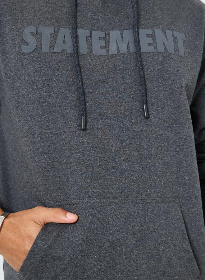 Styli Men Charcoal Relaxed Fit HD Print Hoodie - Image 3