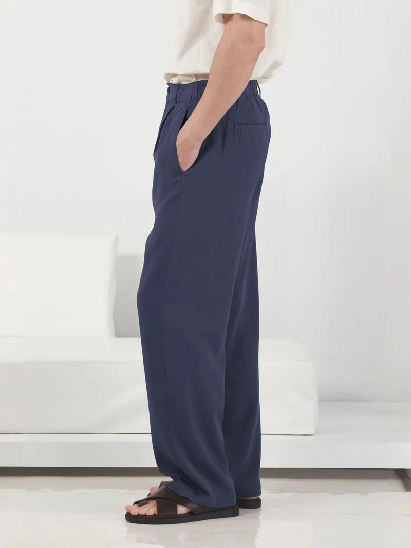 جيستو GIESTO Elastic Waist Straight Leg Pleated Pants