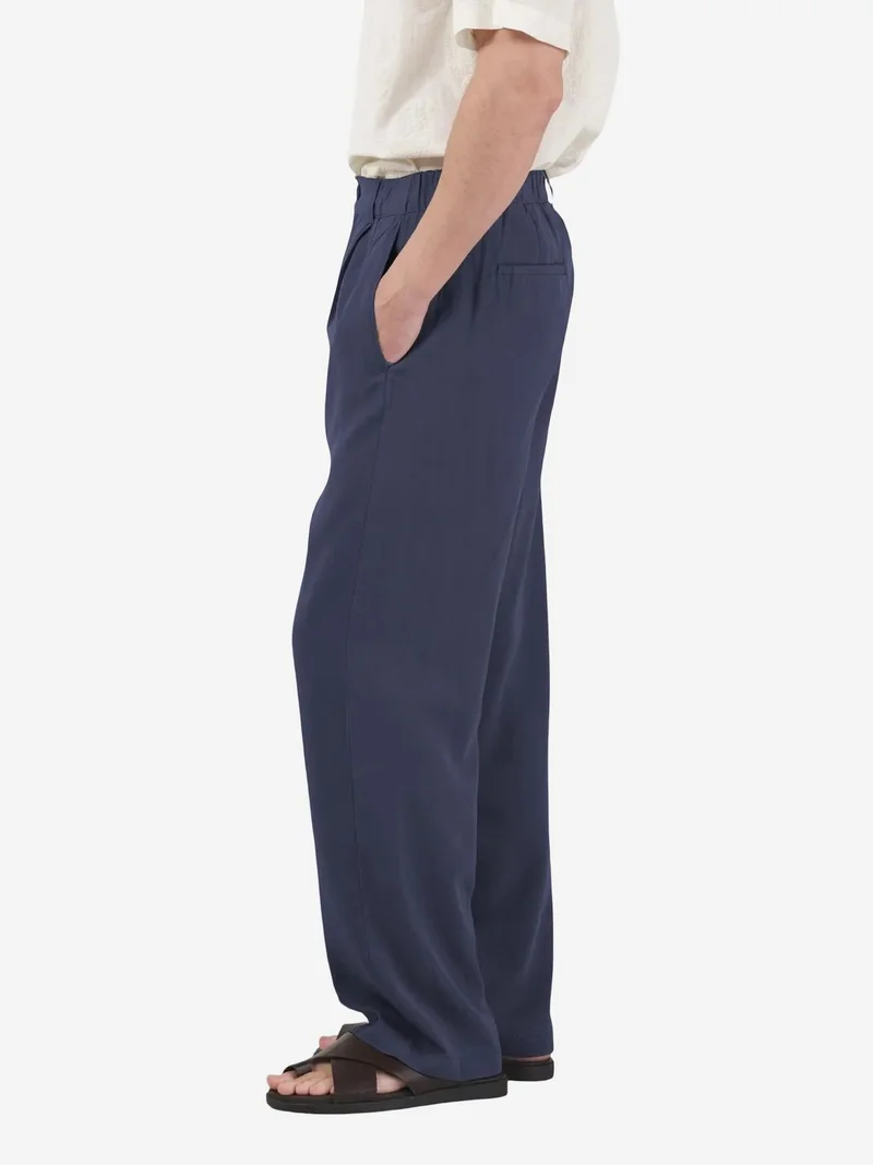 Giesto Navy Blue GIESTO Elastic Waist Straight Leg Pleated Pants for Men | Best Price UAE