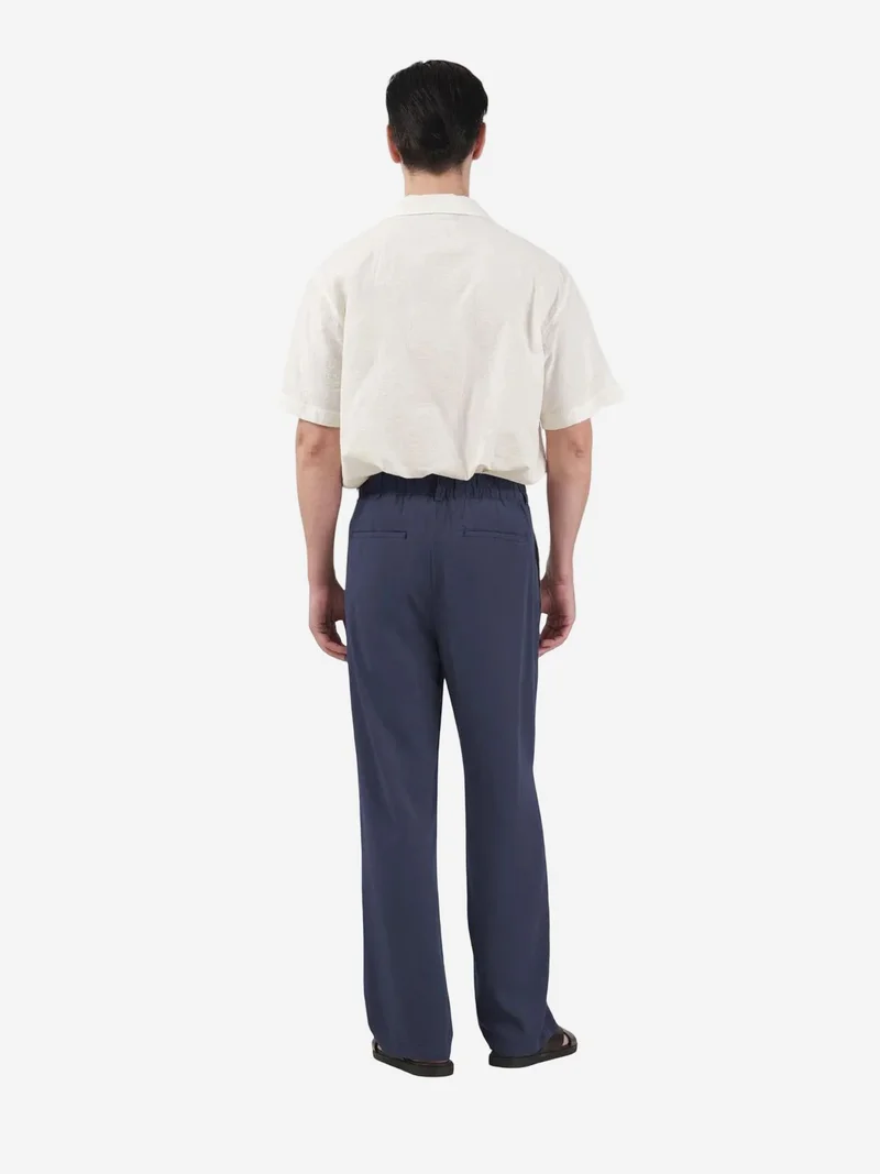 GIESTO Elastic Waist Straight Leg Pleated Pants