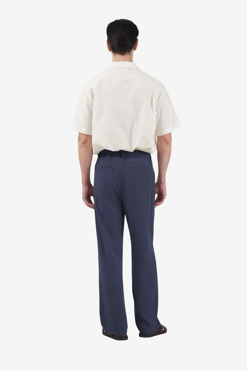 GIESTO Elastic Waist Straight Leg Pleated Pants