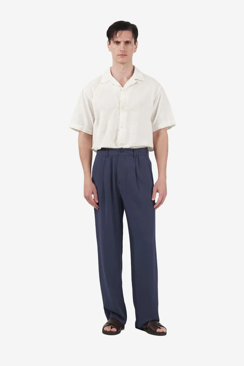 Giesto Navy Blue GIESTO Elastic Waist Straight Leg Pleated Pants for Men | Best Price UAE