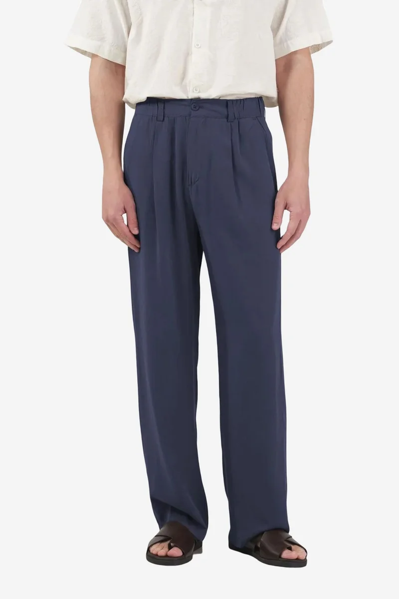 Giesto Navy Blue GIESTO Elastic Waist Straight Leg Pleated Pants for Men | Best Price UAE
