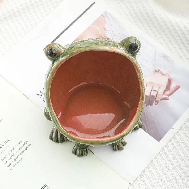 Ceramic Frog Jewelry Dish Big Mouth Ring Holder Cute Animal Trinket Tray Desk Decor Catchall Bowl Gift for Women Girls - Image 2